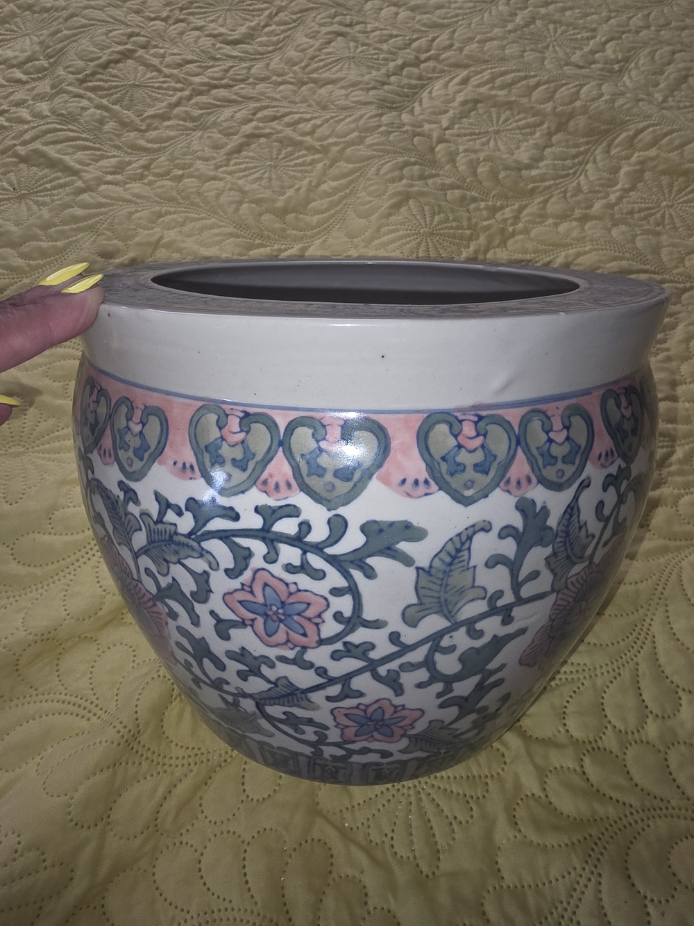 Source Unknown Ceramic Planter in Pink and Green